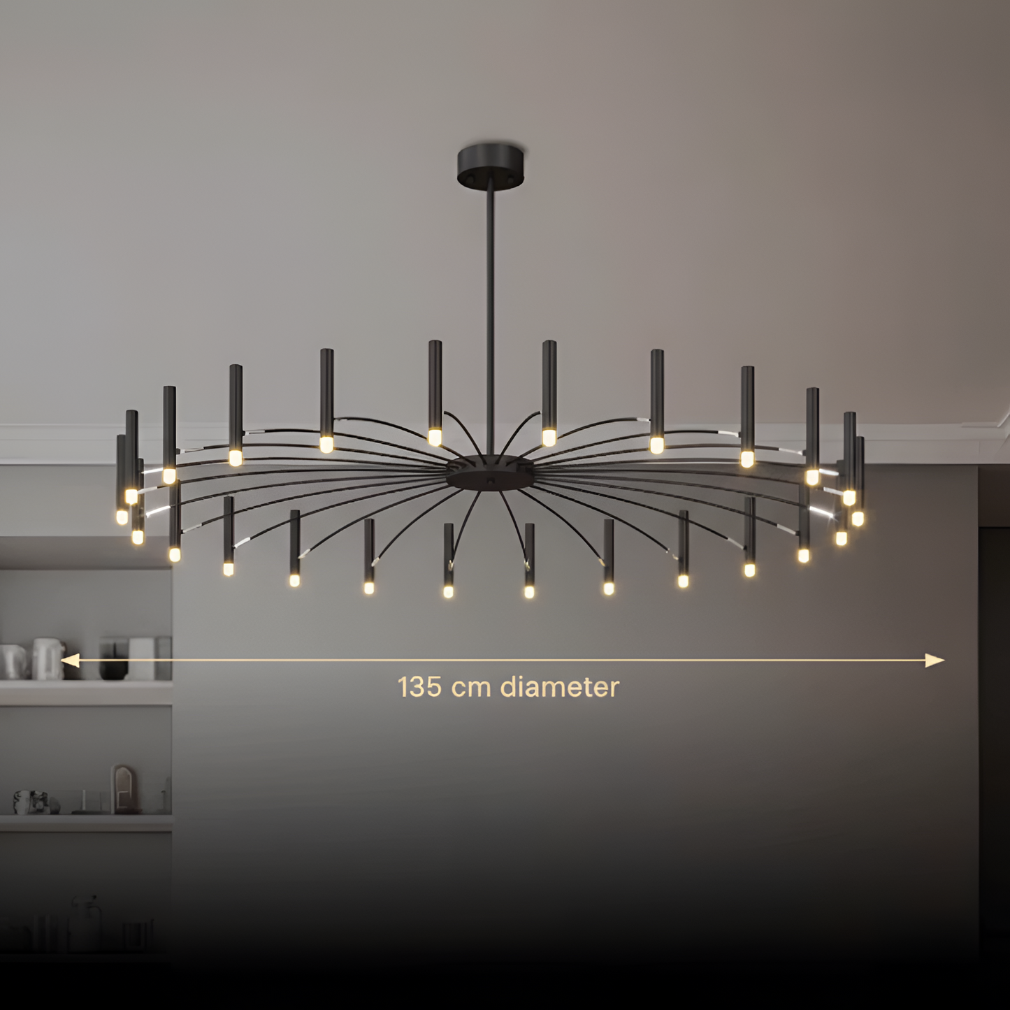 Stor Taklampa Svart Ø 135 CM - Taklampa Venice Med Roterbara Armar