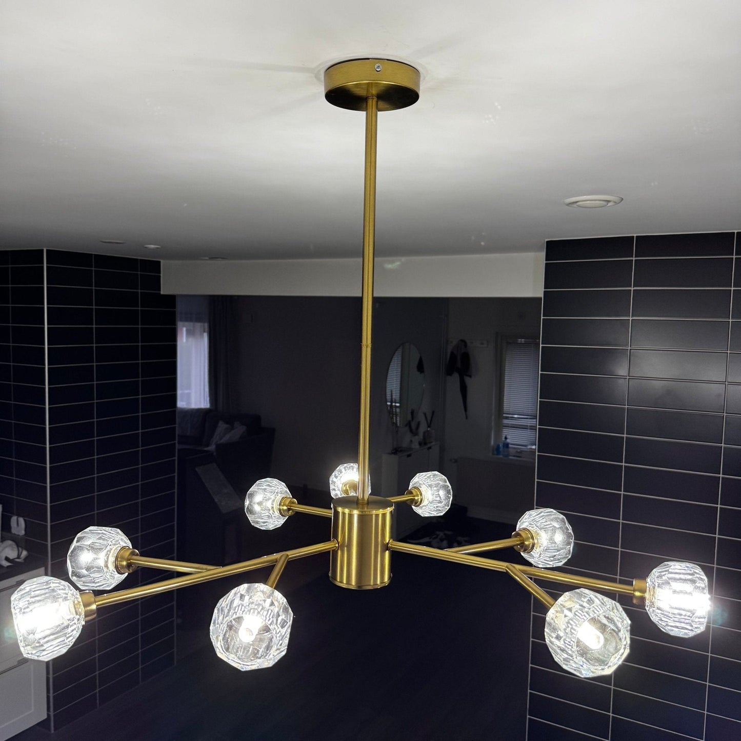 Mandset Taklampa Kristall Verona Brons 80 cm