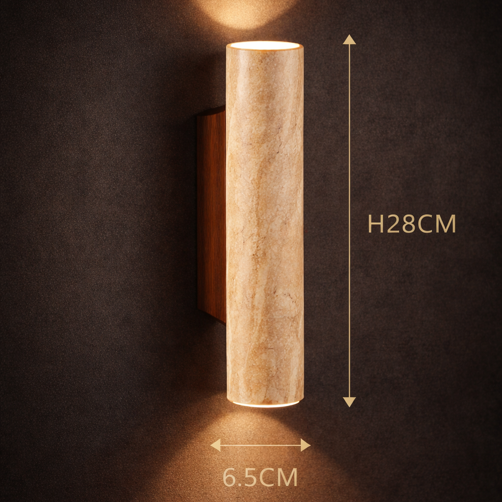 Vägglampa Travertin – Vintage Natursten & Trä Vägglykta