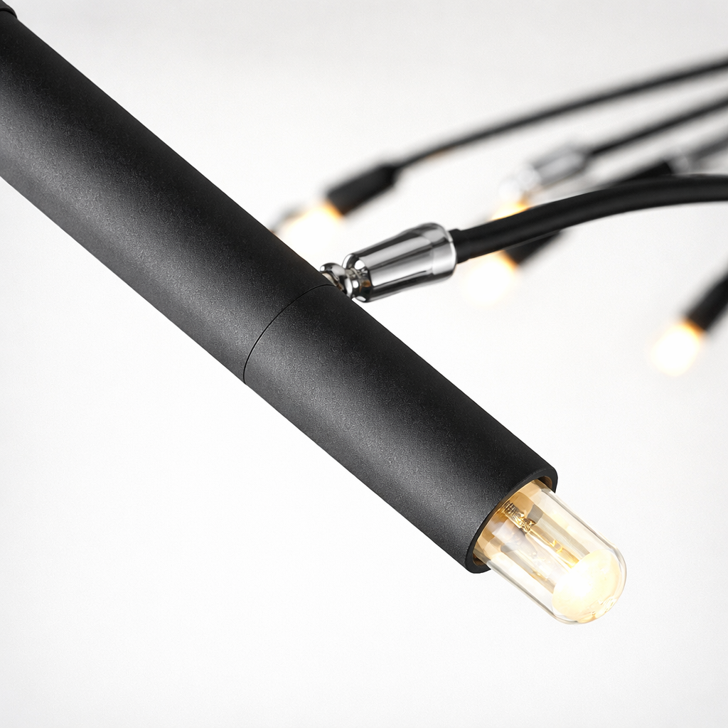 Stor Taklampa Svart 135 CM - Taklampa Venice Med Roterbara Armar