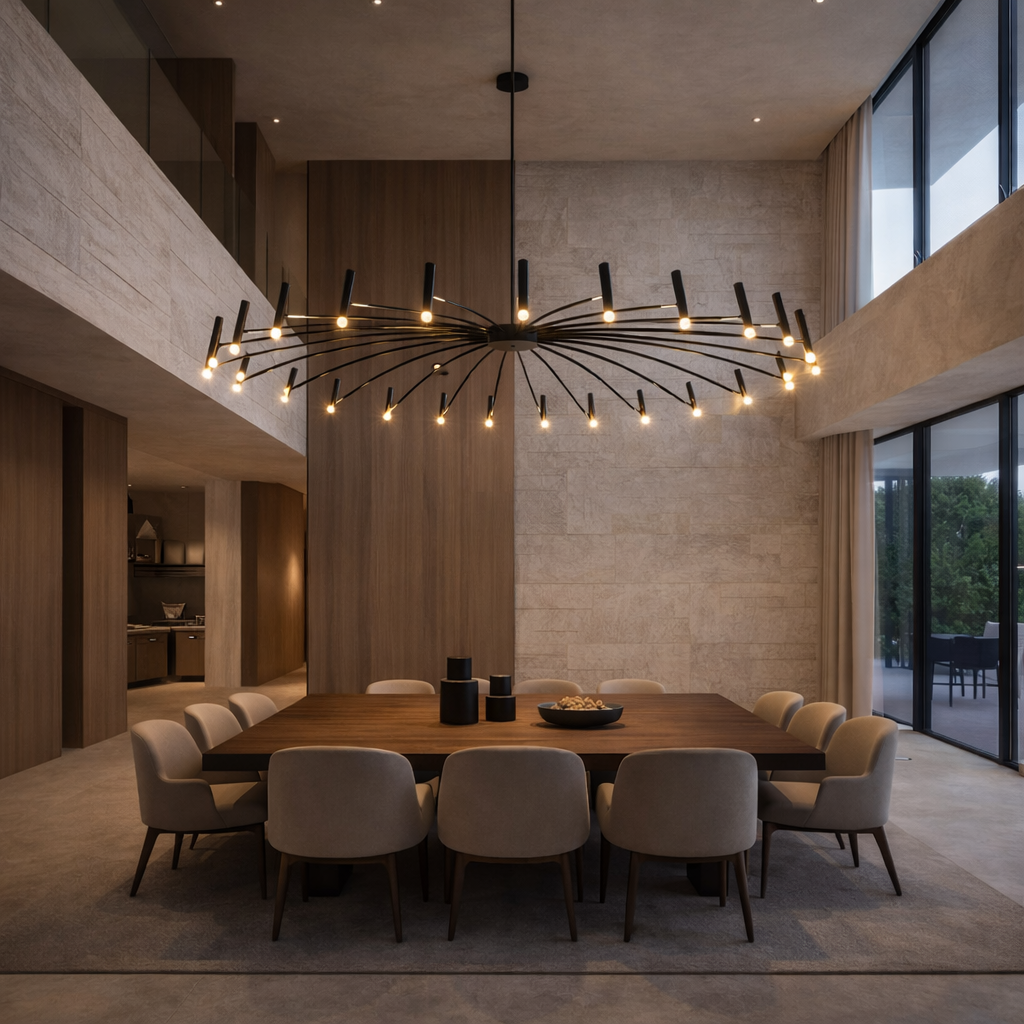 Stor Taklampa Svart 135 CM - Taklampa Venice Med Roterbara Armar