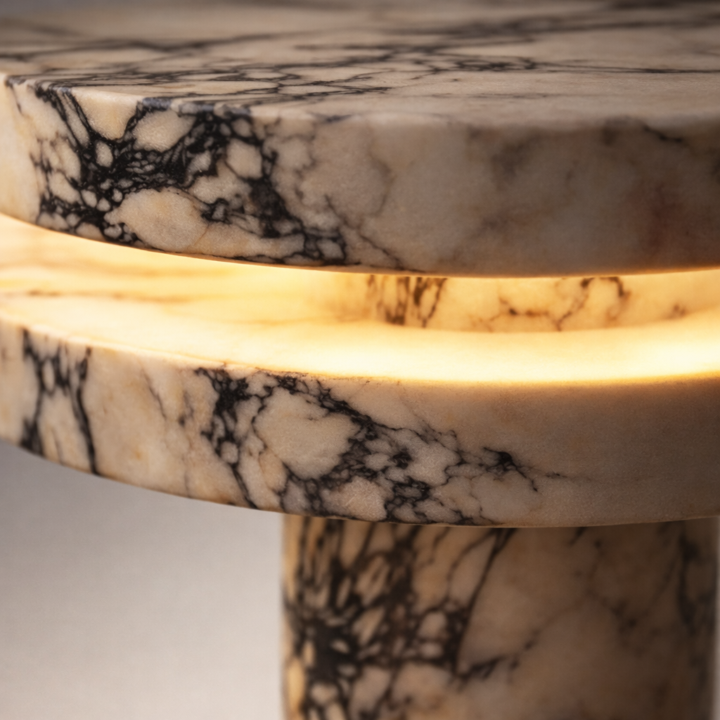 Bordlampa Marmor Roma – Premium design i massiv marmor Ø 30 × 35 cm