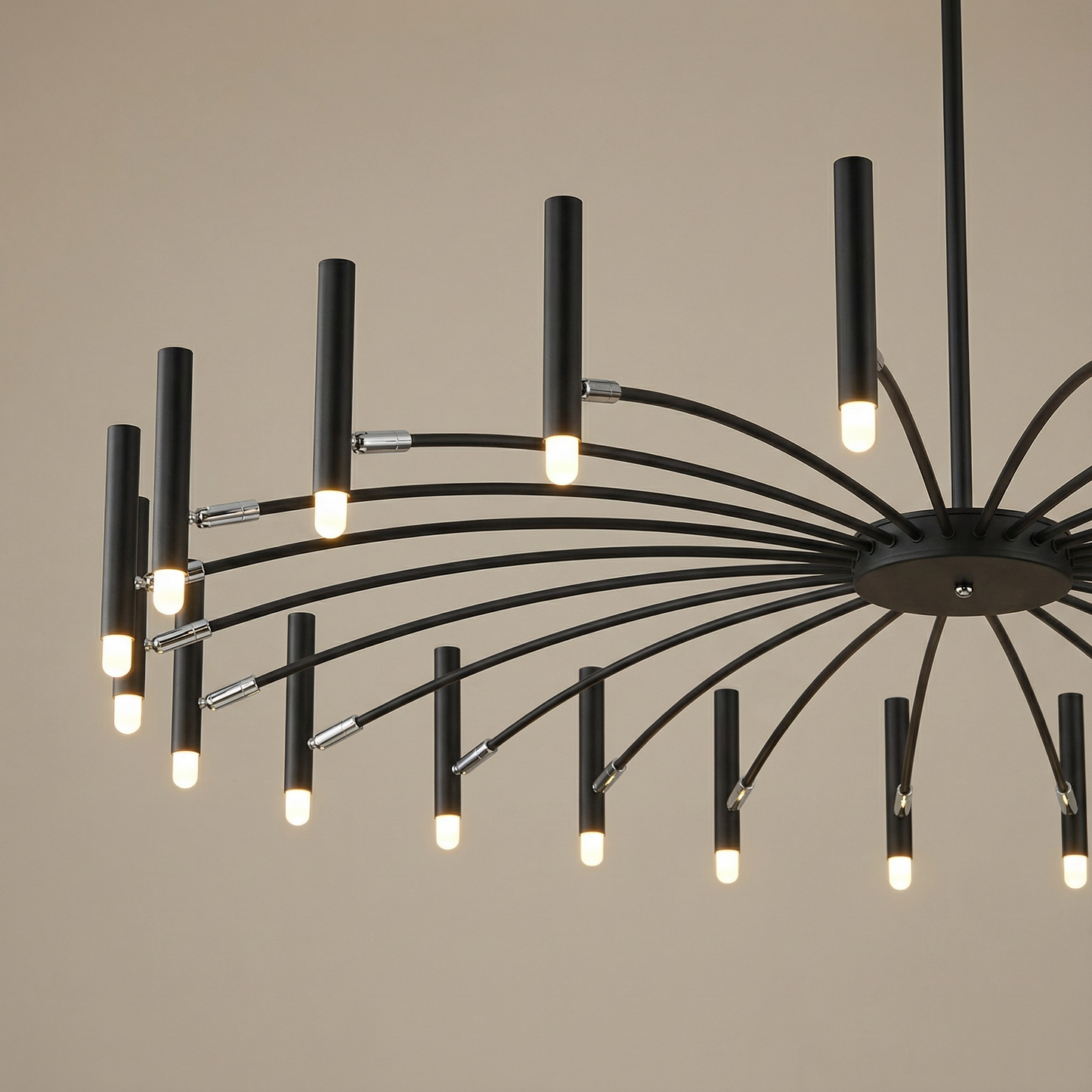 Stor Taklampa Svart 135 CM - Taklampa Venice Med Roterbara Armar