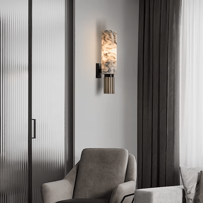 Ansu Vägglampa Marmor – Modern Elegans i Koppar & LED - Mandset