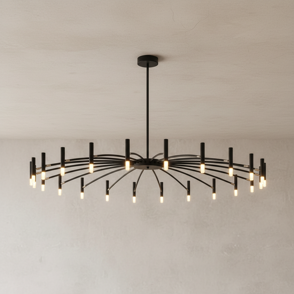 Stor Taklampa Svart 135 CM - Taklampa Venice Med Roterbara Armar