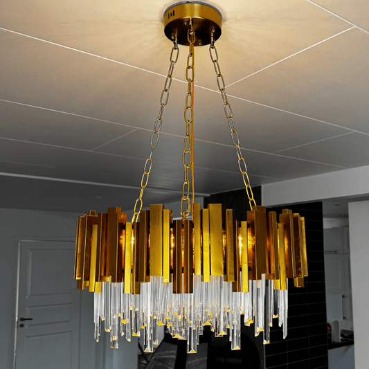 Kristallkrona Vienna 50 cm – Modern Guld & K9 Kristall - Mandset