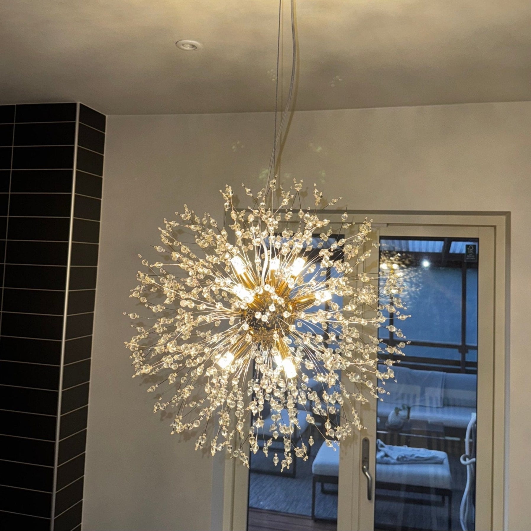 Mandset Kristallkrona Empire Modern – Guld & Klar K9-kristall (90 cm)