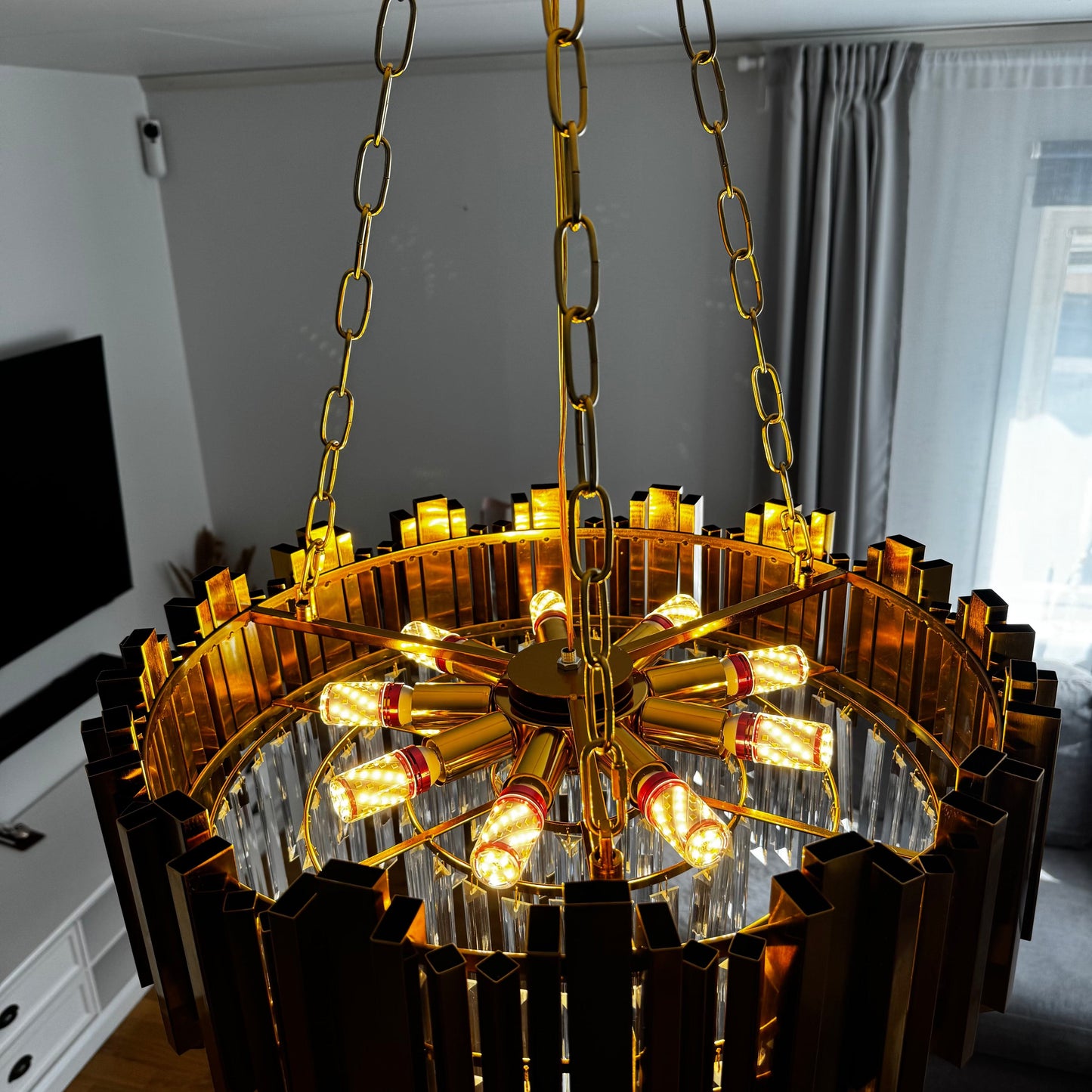 Mandset Kristallkrona Vienna 50 cm – Modern Guld & K9 Kristall