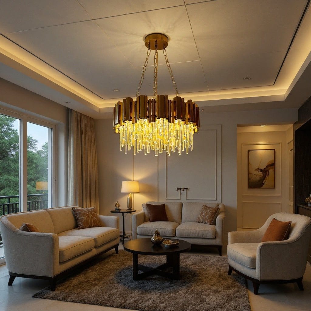 Mandset Kristallkrona Vienna 50 cm – Modern Guld & K9 Kristall