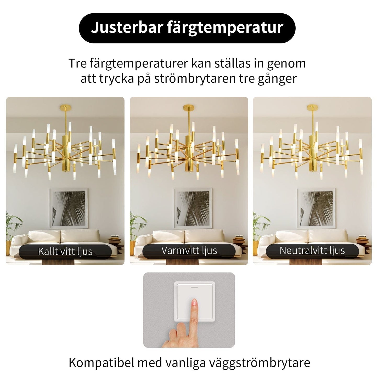 Mandset Stor Taklampa Guld 100 cm - Taklampa Geneva