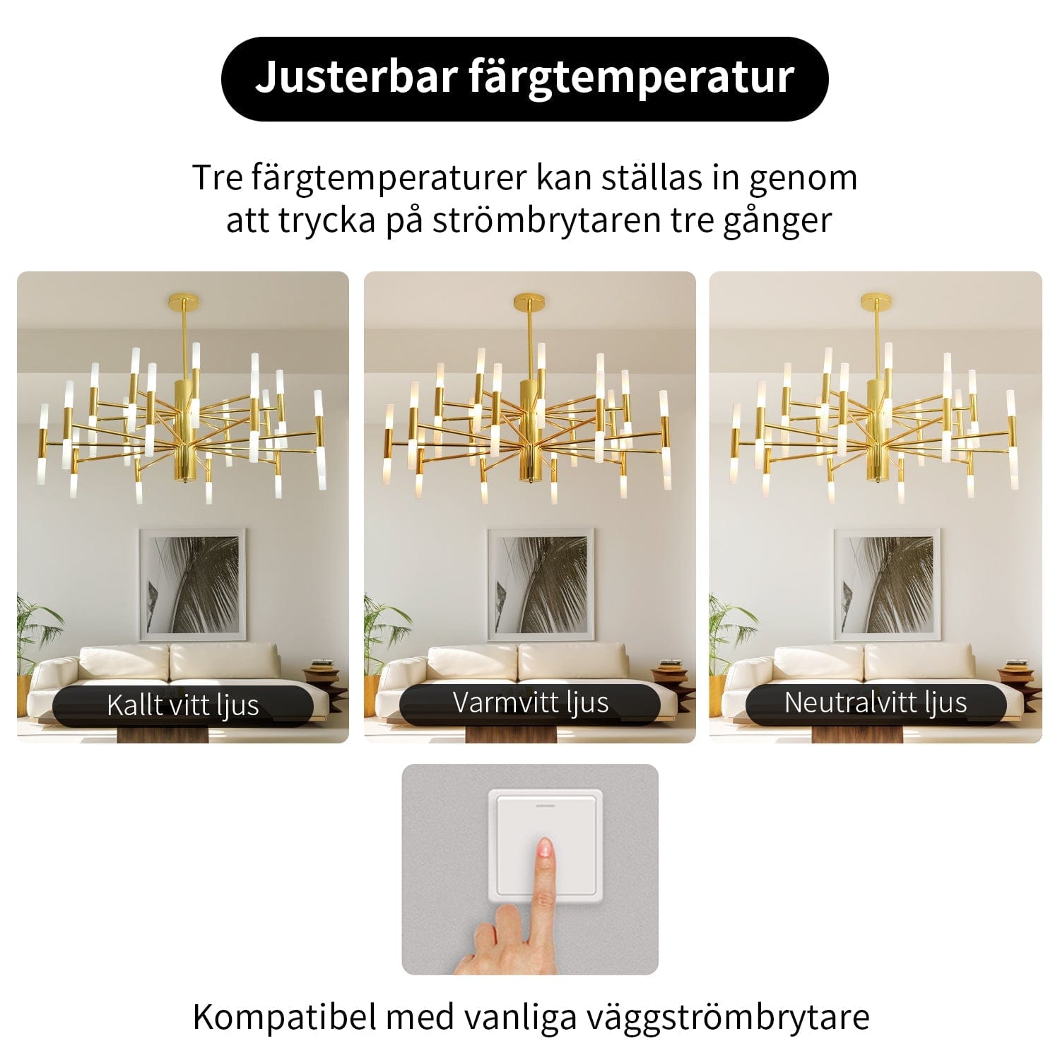 Mandset Stor Taklampa Guld 100 cm - Taklampa Geneva