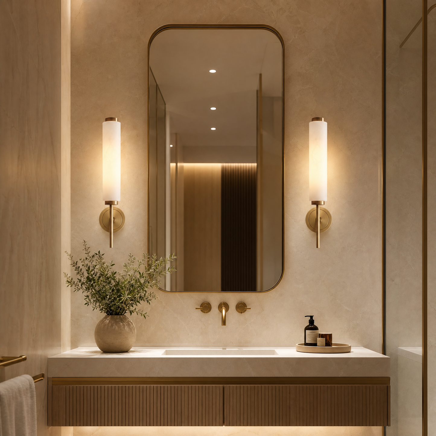 Vägglampa Marmor Guld Roma 48 cm | Äkta Marmor