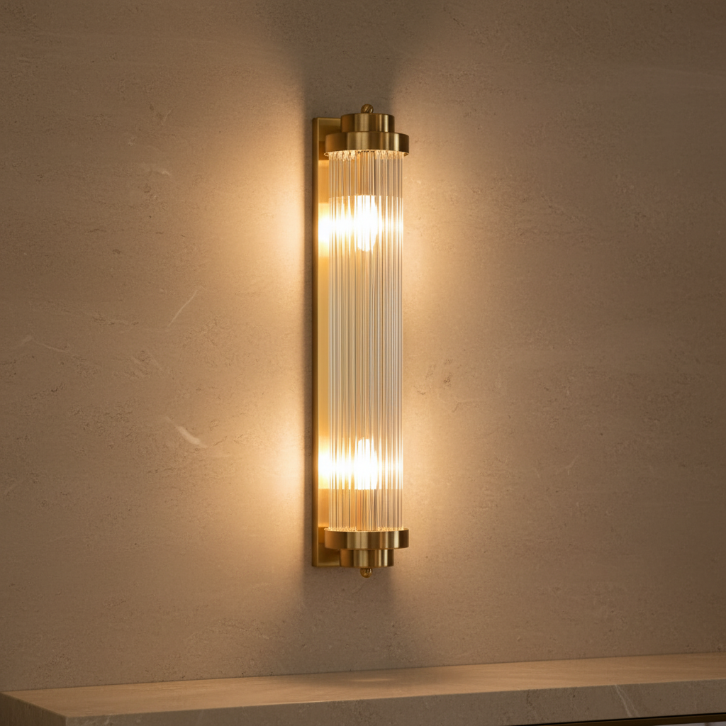 Vägglampa Kristall Guld Napoli 40 cm – K9 Kristall & Modern Guldfinish