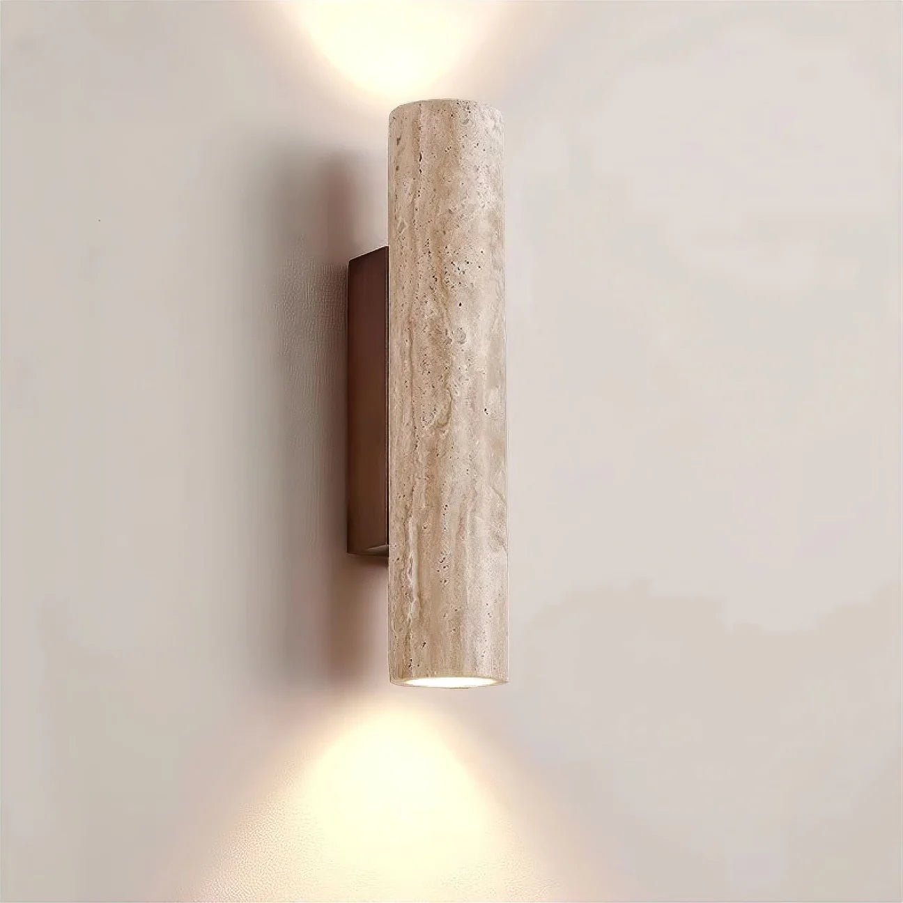 Vägglampa Travertin – Vintage Natursten & Trä Vägglykta - Mandset