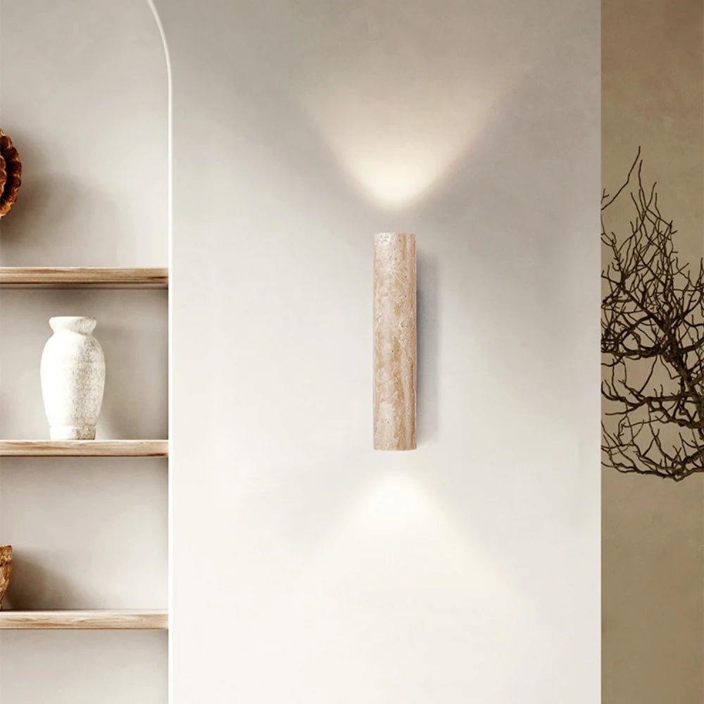 Vägglampa Travertin – Vintage Natursten & Trä Vägglykta - Mandset