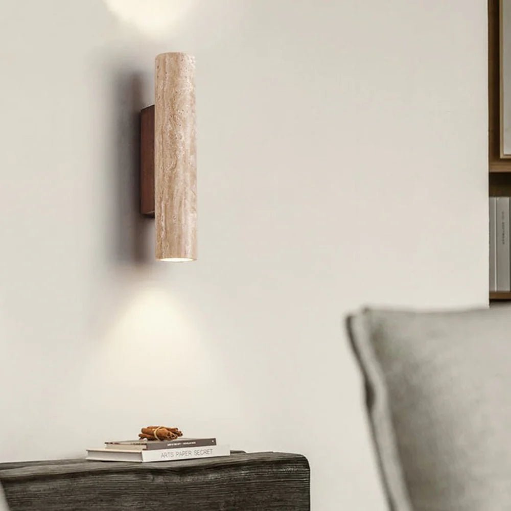 Vägglampa Travertin – Vintage Natursten & Trä Vägglykta - Mandset