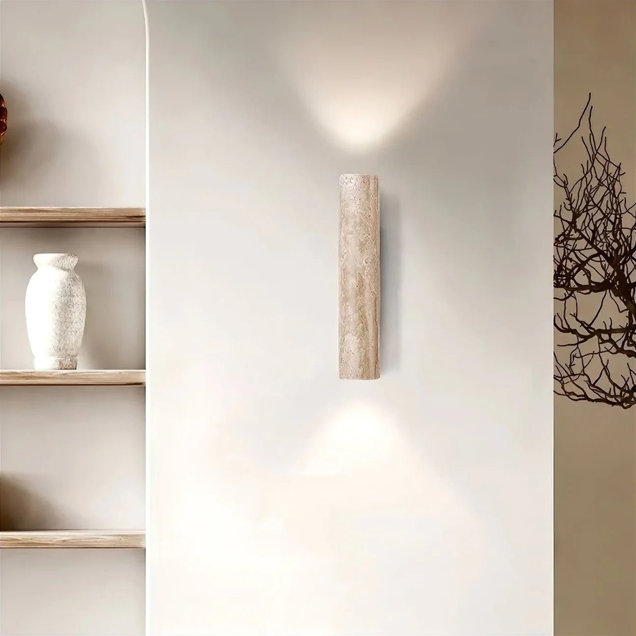 Vägglampa Travertin – Vintage Natursten & Trä Vägglykta - Mandset