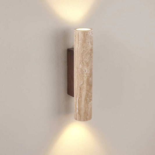 Vägglampa Travertin – Vintage Natursten & Trä Vägglykta - Mandset